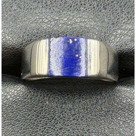 New Condition Sterling Silver Genuine Lapis Ring Size 10.75 - Picture 1 of 10